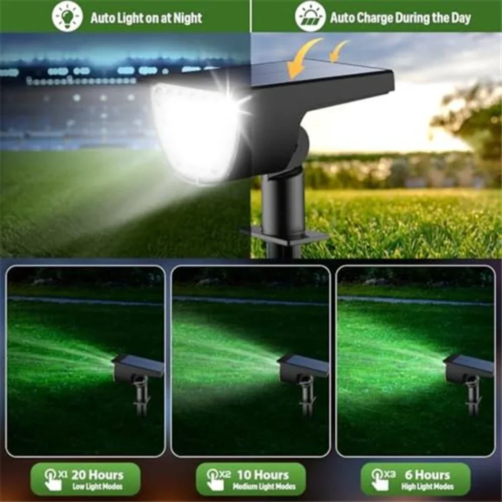 Solar Spot Lights Outdoor 76 LED Waterproof Landscape Pathway 4 Pack